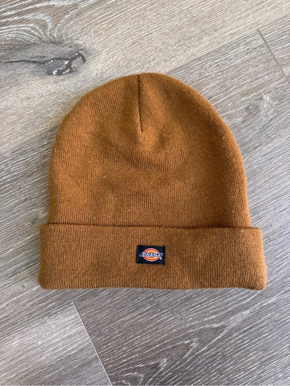 Dickies Tan Brown Cuffed Beanie with Logo Patch